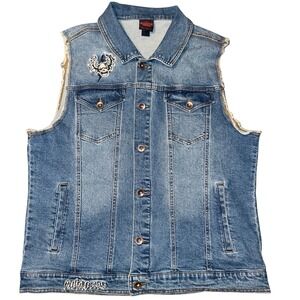 Stranger Things Denim Vest Mens XL Eddie Munson Hellfire Club Demobat Slayer